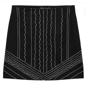 ZARA BEADED BLACK MINI SKIRT - SIZE XS